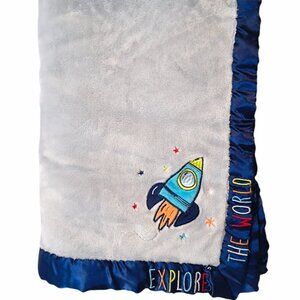 2021 Fisher Price Mattel Space Explorer Rocket Lovey Security Blanket 39" X 29"